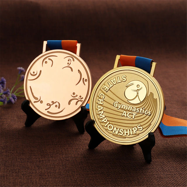 Medalla del logotipo del campeonato de gimnasia Rose Gold Soccer Awards (8)